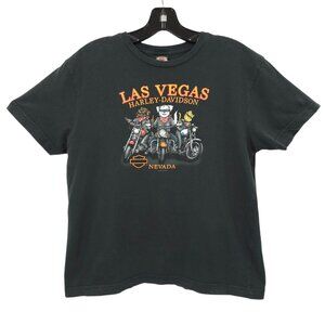 Harley Davidson Las Vegas Nevada Double Sided Graphic T Shirt Womens M/L Black